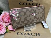 コーチ COACH 長財布 財布 ラウンドファスナー カーキマルチ フローラル プリント レザー 財布 レディース プレゼント F29931 A074_画像3