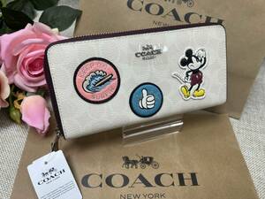 コーチ COACH 財布 長財布 シグネチャーコーチ ディズニーコラボ ホワイトマルチ プレゼント ギフト 贈り物 F3733 A237