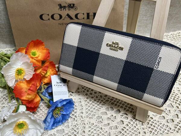 コーチ COACH 財布 長財布 バフ プレイド チェック パターン ジップ ウォレット ミッドナイトマルチ レザー プレゼント ギフトF25966 L035A