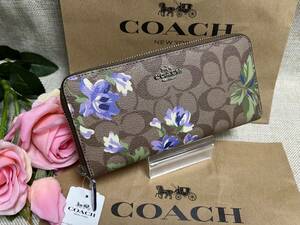 コーチ COACH 長財布 財布 シグネチャー 花柄フローラル リリィ プリント アコーディオン ジップ アラウンド プレゼン F73345 A182