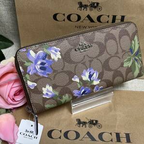 コーチ COACH 長財布 財布 シグネチャー 花柄フローラル リリィ プリント アコーディオン ジップ アラウンド プレゼン F73345 A182の画像1