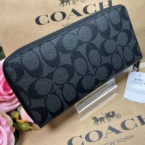  コーチ COACH 長財布 財布 ラウンドファスナー 財布メンズ シグネチャー アコーディオン ジップアラウンド レザー プレゼントF58112 C292 の画像4