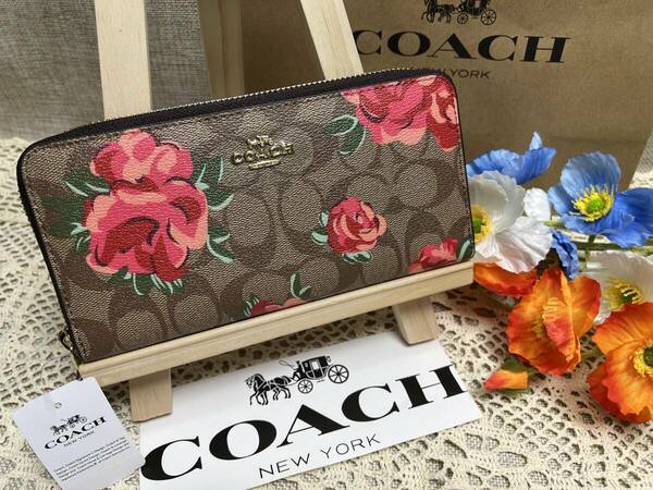 コーチ COACH 長財布 財布 シグネチャー フローラル プリント アコーディオン ジップアラウンド プレゼント 財布 レディース 184 F39189