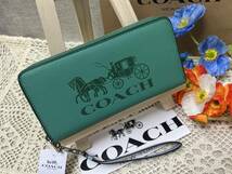 コーチ COACH 長財布 財布 ホースアンドキャリッジ リストレット付 馬車 アコーディオン ラウンドファスナー プレゼント 贈り物 ギフトC225_画像2