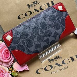 コーチ COACH 長財布 財布 シグネチャー 赤レザー アコーディオン ジップアラウンド プレゼント 贈り物 ギフト 新品 F53780 A188 の画像4