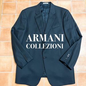 希少4XL 56 ARMANI COLLEZIONI アルマーニコレツォーニ テーラードジャケット ウール 総裏 ネイビー 濃紺 