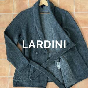 極上アルパカ 美品 LARDINI ラルディーニ ニット カーディガン ガウン ダブル ショールカラー グレー XL 