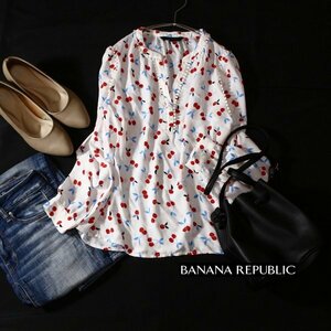 美品 Banana Republic バナナリパブリック 可愛いチェリー柄 ジョーゼット生地 カットソー S 春 夏 24B04