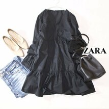 美品 ザラ ZARA 大人可愛い コットン ティアード チュニック M 春 秋 合服 24B04_画像1