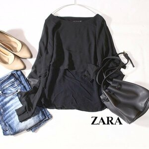 美品 ザラ ウーマン ZARA WOMAN ジョーゼットシフォン重ね オープンスリーブ カットソー XS 春 夏 24D04