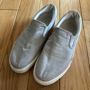  Muji Ryohin slip-on shoes plain light gray lady's 23 centimeter with defect 