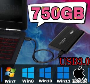 新品外付けポータブルハードディスク750GB/PC/USB3.0/HDD