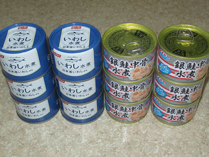 ニッスイ　国産いわし　いわし水煮　175g×6缶　キョクヨー　国産銀鮭　銀鮭中骨煮付け　140g×6缶　さけ缶