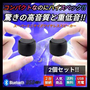 2台 新品 ワイヤレススピーカー Bluetoothスピーカー ポータブルスピーカー 超小型 USB充電 ウーファー ブラック