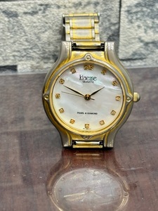 Klaeuse Crois Pearl &amp; Diamond Shell Dial Gold SK-153-LI Мужские кварцевые часовые работы!