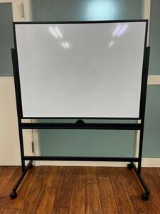 LOOKIT white board with legs both sides 1200×900 black frame used with casters . magnet correspondence WB-SR1290 used direct delivery only 