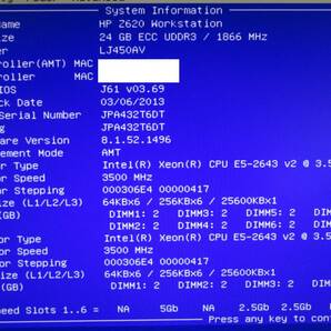 【※HDD無し】HP Z620 Workstation / Dual Xeon E5-2643v2 3.50GHz ×2CPU / 24GB / Quadro K2000 / DVDマルチ / No.T888の画像8