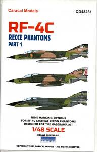 新製品　1/48 Caracal Models カラカルモデルスデカール CD48231 RF-4C Recce Phantoms - Part 1