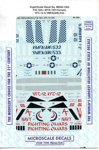 1/48 Superscale スーパースケールデカール　48-1204 F/A-18A+ & F/A-18D Hornets VFC-12&VMFA(AW)-533