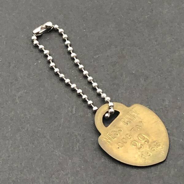 【 ビンテージ 1955年 】ドッグタグ Dog Tag 　※チェーン付き　キーホルダ　キーチェーンなどに！ アンティーク 犬 ネックレス　KEY009