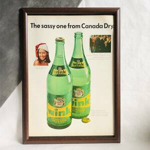 『 カナダドライ Wink 』ビンテージ 広告　60年代　フレーム 付 ポスター 当時物 額付 LIFE 雑誌 アンティーク CANADA DRY