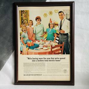 『 TOTAL ELECTRIC AWARD 』ビンテージ 広告　60年代　フレーム 付 ポスター 当時物 額付 LIFE 雑誌 アンティーク