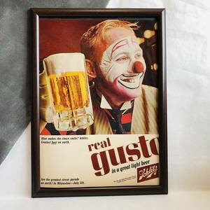 『 GUSTO ビール 』ビンテージ 広告　60年代　フレーム 付 ポスター 当時物 額付 LIFE 雑誌 アンティーク