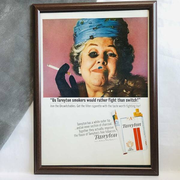 『 タレイトン　煙草 』ビンテージ 広告　60年代　フレーム 付 ポスター 当時物 額付 LIFE 雑誌 アンティーク Tareyton