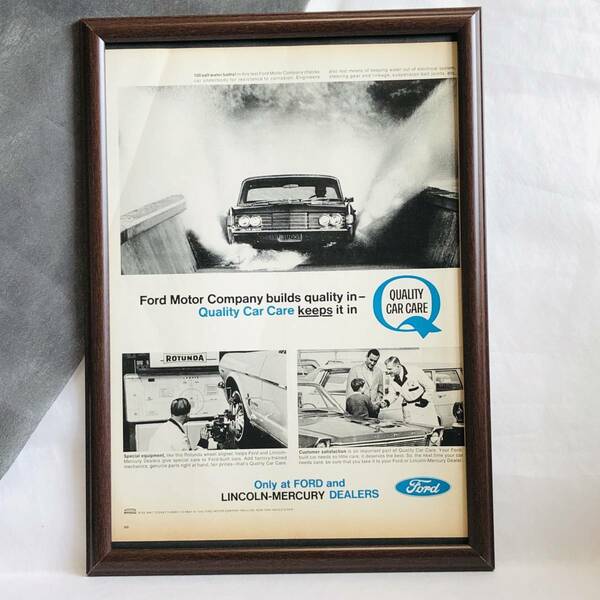 『 フォード 』ビンテージ 広告　60年代　フレーム 付 ポスター 当時物 額付 LIFE 雑誌 アンティーク FORD