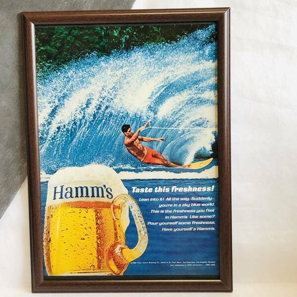 『 ハムズビール 』ビンテージ 広告　60年代　フレーム 付 ポスター 当時物 額付 LIFE 雑誌 アンティーク Hamm's Beer