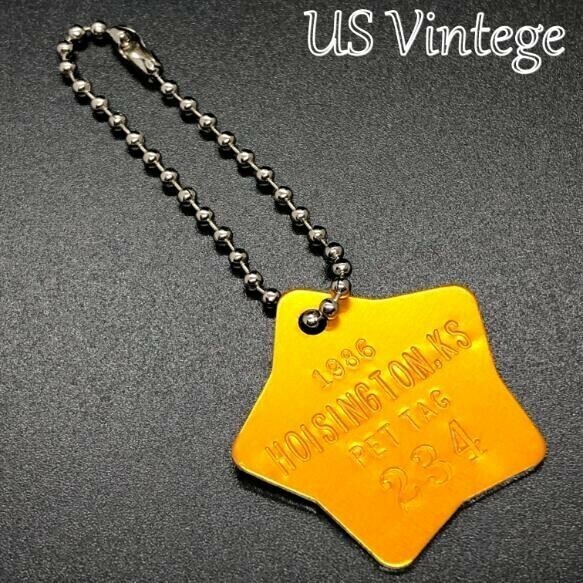 【 ビンテージ ドッグタグ 】 1986年 Dog Tag ※チェーン付き　キーホルダ　キーチェーンなどに！ アンティーク KEY049