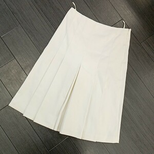 G ×【商品ランク:B】プラダ PRADA ひざ丈 プリーツ フレアスカート size38 レディース ボトムス 婦人服 ホワイト 白色系