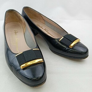  A #【商品ランク:B】 サルヴァトーレフェラガモ Salvatore Ferragamo ヴァラリボン ラウンドトゥ パンプス size5 1/2C レディース 婦人靴の画像2