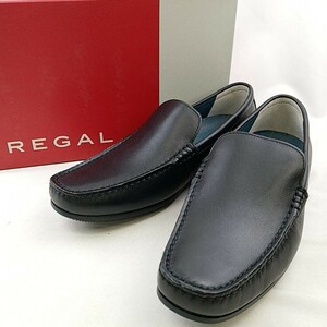 B #【商品ランク:B】 リーガル REGAL ロゴ型押し レザー ローファー ビジネスシューズ size24 メンズ シューズ 紳士靴 ブラック系