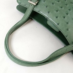 C ×【商品ランク:B】オーストリッチ レザー フォーマル ハンドバッグ 手提げ トート 婦人鞄 グリーン 緑色系 使いやすさ◎ の画像6
