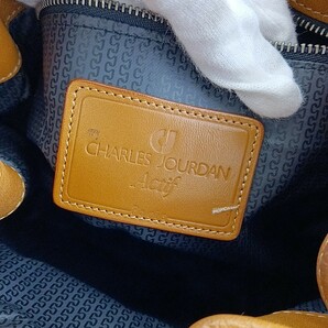 12 #【商品ランク:B】 シャルルジョルダン CHARLES JOURDAN 一部 レザー 巾着 セミショルダー 肩掛け トートバッグ 婦人鞄 グリーン系の画像7