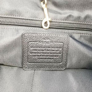 D ×【商品ランク:B】コーチ COACH レザー ゴールド金具 ロゴメタル セミショルダー 肩掛け トートバッグ 婦人鞄 ブラック 黒色系の画像8