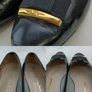  A #【商品ランク:B】 サルヴァトーレフェラガモ Salvatore Ferragamo ヴァラリボン ラウンドトゥ パンプス size5 1/2C レディース 婦人靴の画像10
