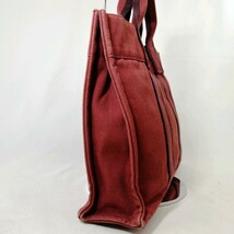 A Φ【商品ランク:B】 エルメス HERMES フールトゥ PM ロゴボタン キャンバス ハンドバッグ 手提げ トート 婦人鞄 レッド 赤系 PM_画像4