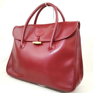 N # [ commodity rank :B] Long Champ Longcham leather Gold metal fittings logo design handbag handbag tote bag woman bag bordeaux . red series 