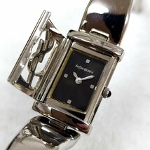 1円スタート Yves Saint Laurent イヴサンローラン 40th anniversary クォーツ 箱付き シルバーカラー 黒文字盤 腕時計 YSL_画像1