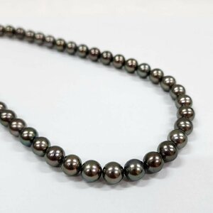 1円スタート 黒蝶真珠 パール ネックレス パールサイズ 約9.3-10mm 約54.8g アクセサリー ジュエリー