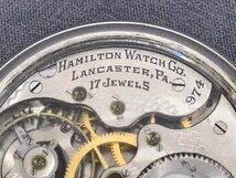 HAMILTON ハミルトン 974 懐中時計 1917年 17石 Lancaster 裏スケ 機械式 アンティーク 時計 コレクション_画像4