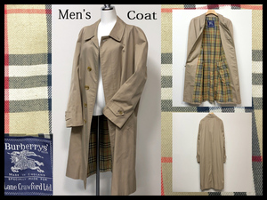 04a045 希少 1980年代 Burberry/バーバリー×Lane Crawford Ltd. バルマカーンコート（ステンカラーコート）ヴィンテージ/英国製/ベージュ