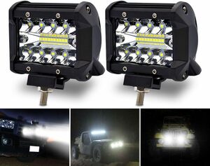  working light 60W working light LED working light 30 times 12V-24V all-purpose car out light agricultural machinery 4 -inch square shape 6000K white 2 piece 