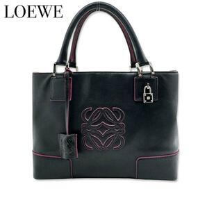 LOEWE ロエベ アナグラム アマソナ フスタ レザー ハンドバッグ トート レ ブラック