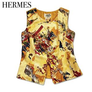 HERMES Hermes silk 100% the best Western-style clothes yellow lady's 