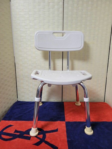 サンパーシー シャワーチェア 介護 椅子 高さ調節可能 40cm~52cm 背もたれ付き 　　　　　(7段階スライド高さ調整）