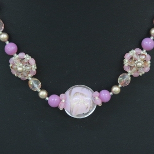 E821*Like a Charm Like *a* charm Murano glass *venechi Anne beads necklace pink 4/3*A