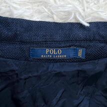 XLサイズ★ POLO RALPH LAUREN ポロラルフローレン リネン100% テーラードジャケット ヘリンボーン 背抜き 3B サイドベンツ ネイビー_画像5